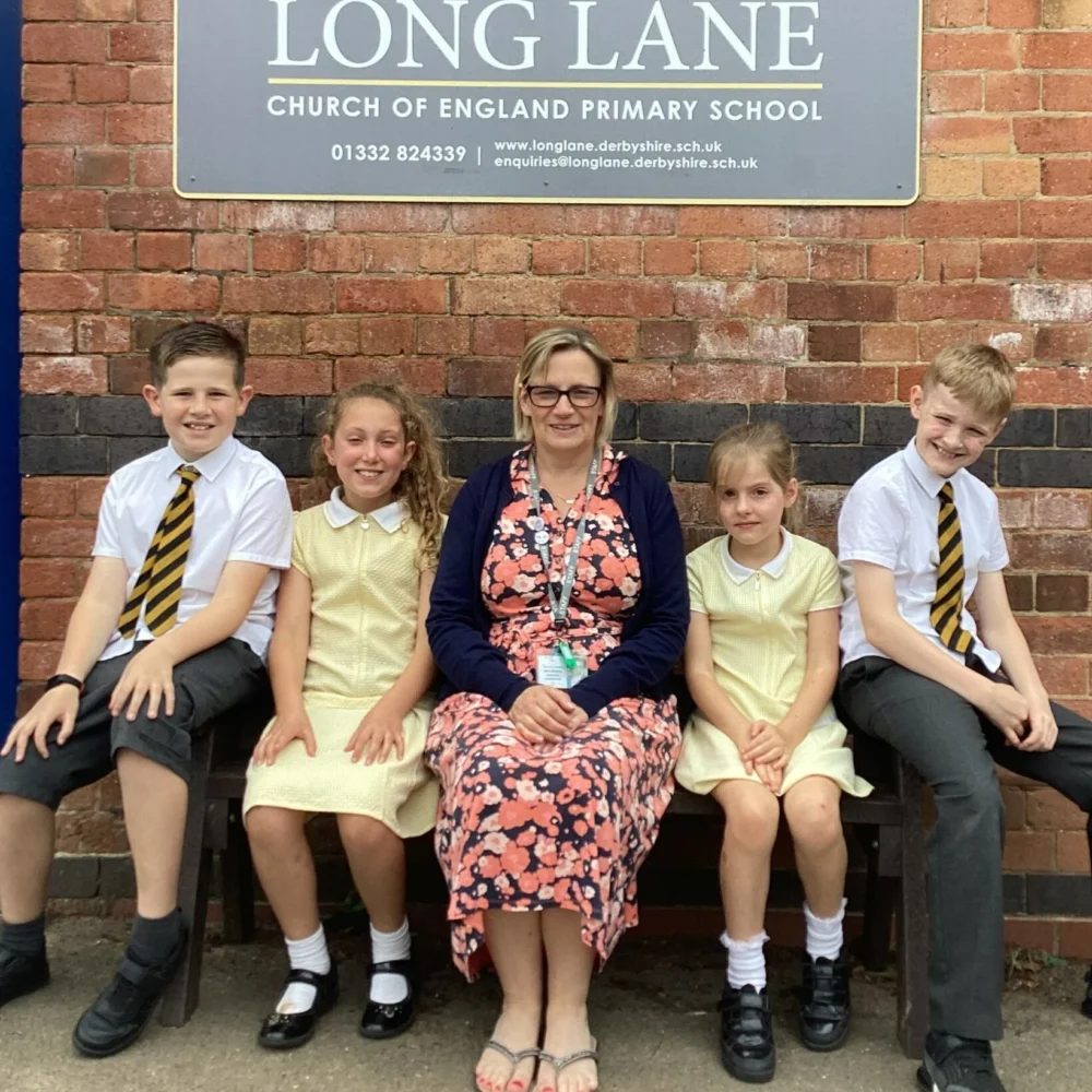 Headteacher Teresa Boley and pupils at Long Lane Church of England Primary School – part of the Derby Diocesan Academy Trust (DDAT)
